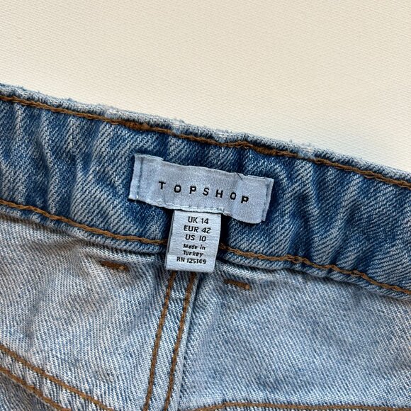 Topshop Blue Denim Mini Skirt with Distressed Hem - Picture 2 of 5